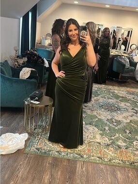 Revelry Olive Green Dawson Velvet Dress